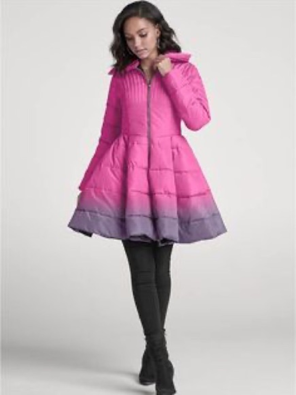VENUS Womens Pink to Purple Ombre Puffer Coat L